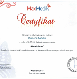 Certyfikat dla Marzena Partyka